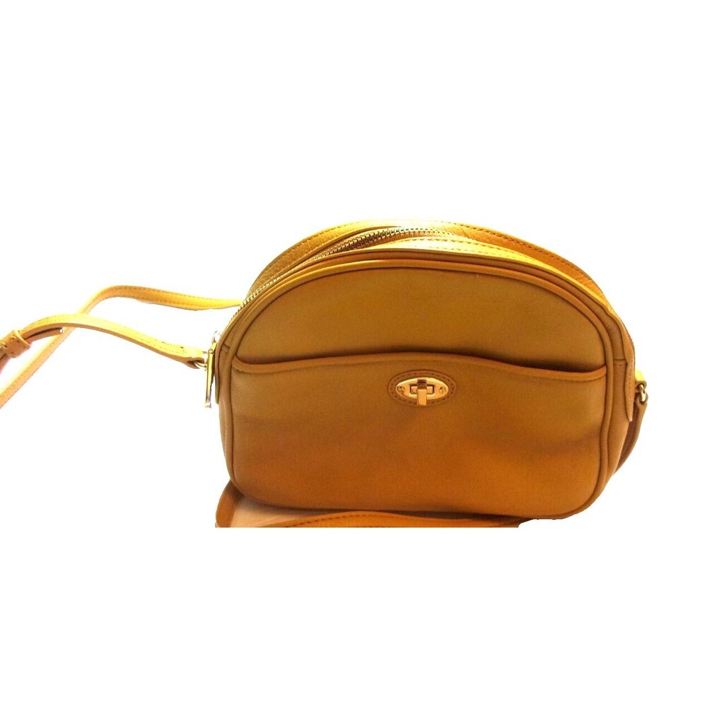 Talbots Golden Yellow Crossbody Bag Adjustable Strap Leather Dome Shaped